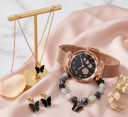 Flower Designer Women’s & Girl’s Analog Watch with Bracelet Set