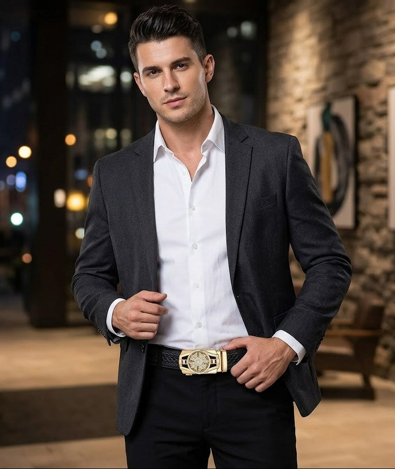 Men Party, Casual Black Artificial Leather Belt