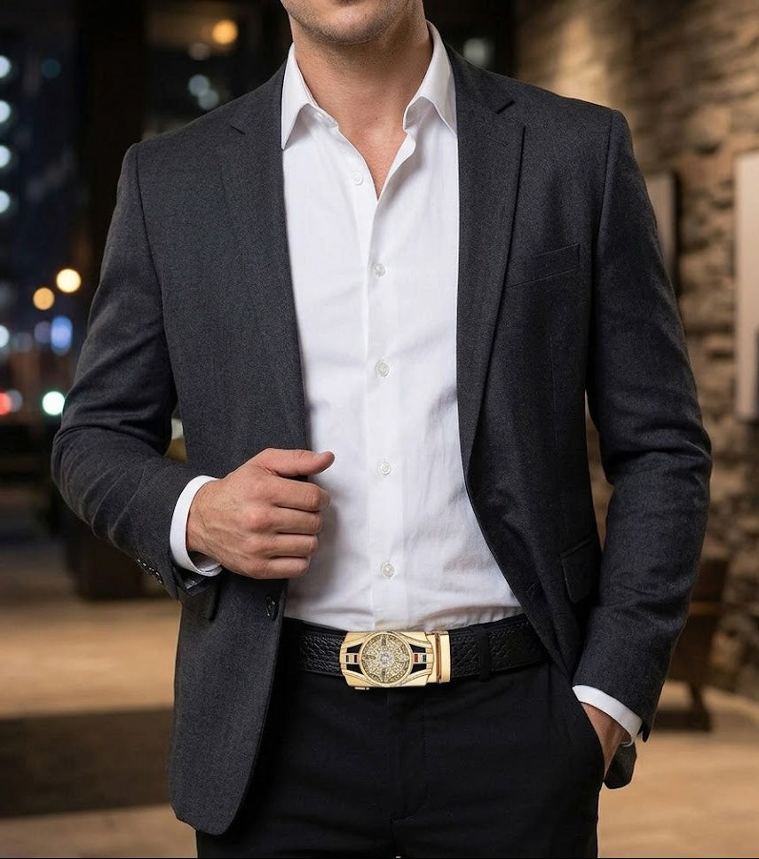 Men Party, Casual Black Artificial Leather Belt